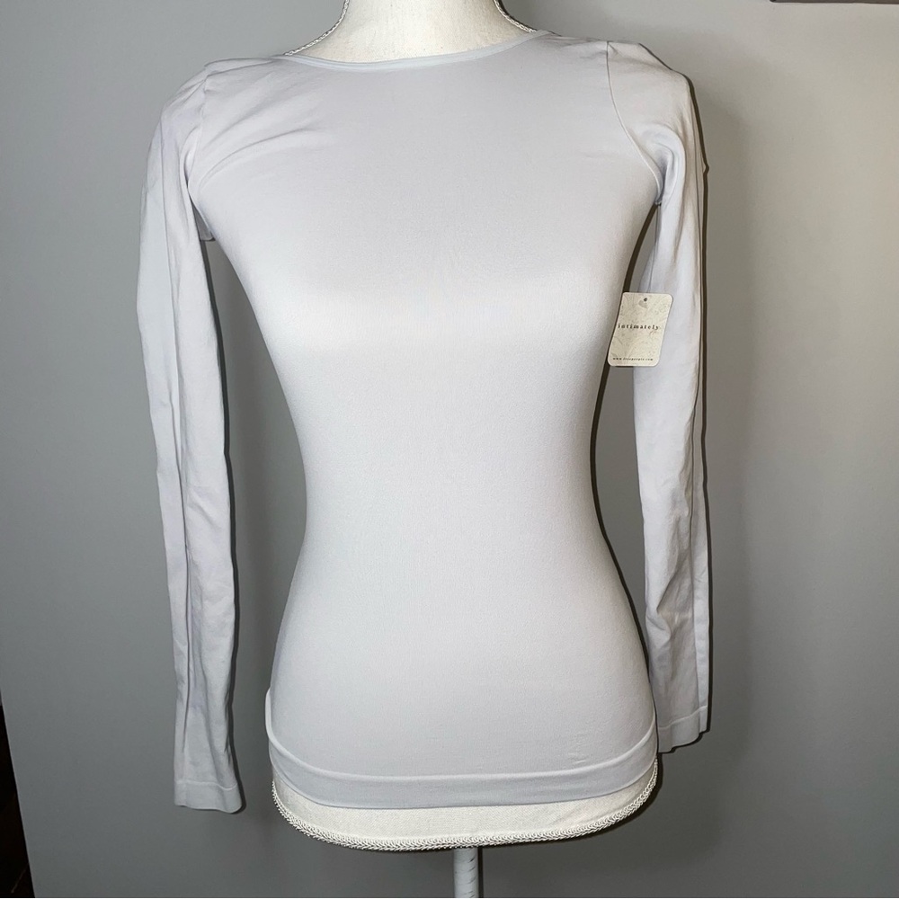 NWT Intimately Free People Low Back Seamless Long Sleeve Shirt Lunar Rock Grey